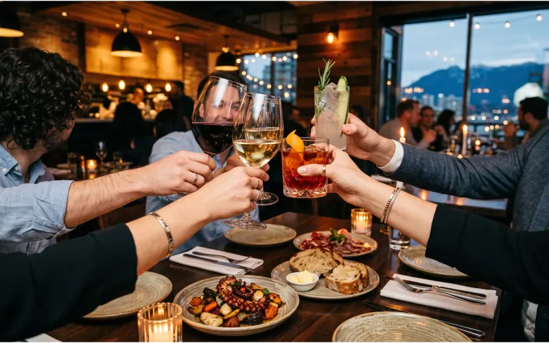 A workplace celebration over dinner