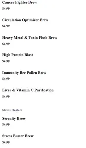 Picture of menu information at Caveman Café & Bakery