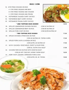 Picture of menu information at Pho Stanley