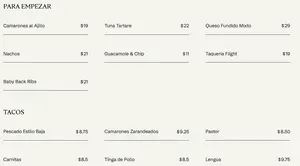 Picture of menu information at La Taqueria Brentwood