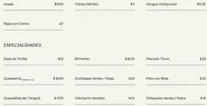 Picture of menu information at La Taqueria Brentwood