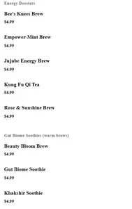 Picture of menu information at Caveman Café & Bakery