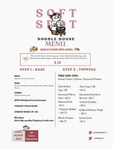 Picture of menu information at Soft Spot Kitchen