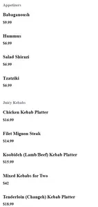 Picture of menu information at Caveman Café & Bakery