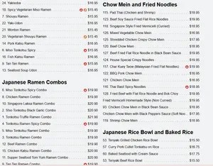 Picture of menu information at Umami Ramen + Grill