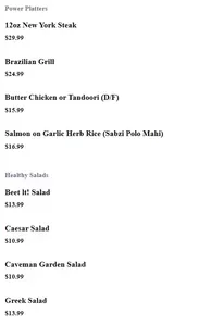 Picture of menu information at Caveman Café & Bakery