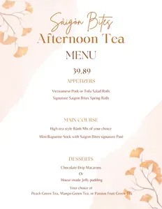 Picture of menu information at Saigon Bites Kingsway