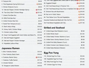 Picture of menu information at Umami Ramen + Grill