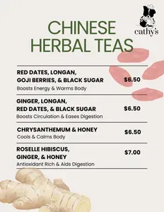 Picture of menu information at Cathy's Cafe