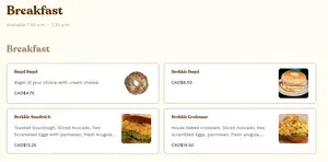 Picture of menu information at Aidan's Coffee & Food W Broadway