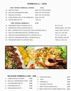 Picture of menu information at Pho Stanley