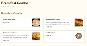 Picture of menu information at Aidan's Coffee & Food W Broadway