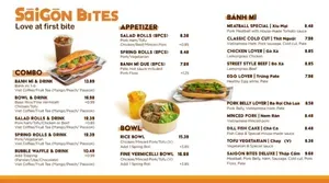 Picture of menu information at Saigon Bites Kingsway